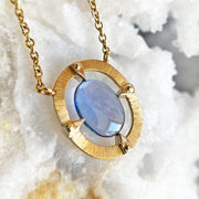 One-of-a-Kind Yogo Sapphire Two Tone Gold Necklace - "Floating Majesty"