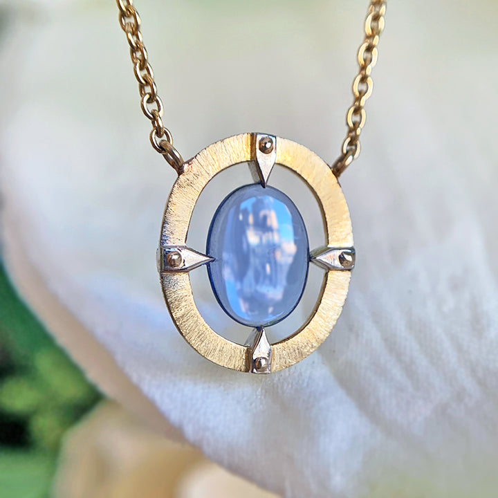 One-of-a-Kind Yogo Sapphire Two Tone Gold Necklace - "Floating Majesty"