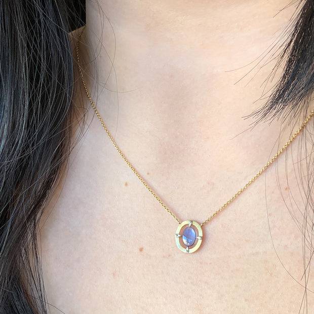 One-of-a-Kind Yogo Sapphire Two Tone Gold Necklace - "Floating Majesty"