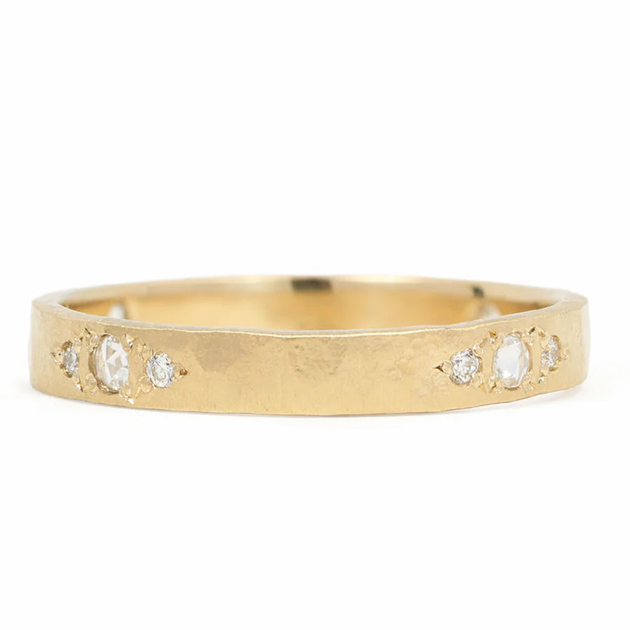 Rose Cut & Round Brilliant Diamond Band - "Hewn Love"