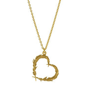 Gold Vermeil Necklace - "Delicate Feather Heart"