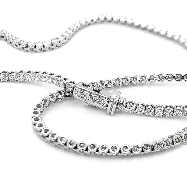 White Gold Diamond Tennis Necklace - "Cascade of Diamonds"