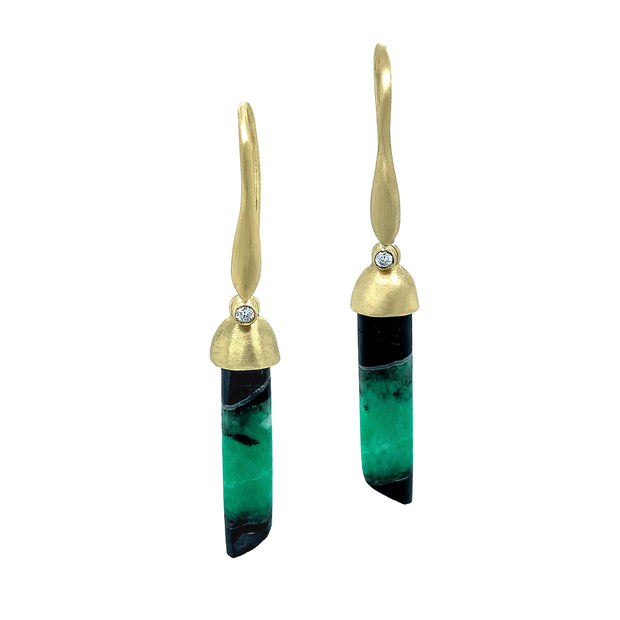 One-of-a-Kind Yellow Gold and Emerald Earrings - "Emerald Cavern"