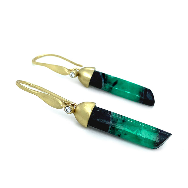 One-of-a-Kind Yellow Gold and Emerald Earrings - "Emerald Cavern"