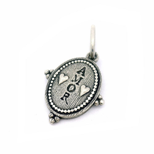 Sterling Silver Paw Print Charm Pendant - "Amor"