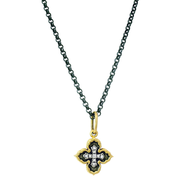 reversible quatrefoil diamond cross charm from Alara Jewelry