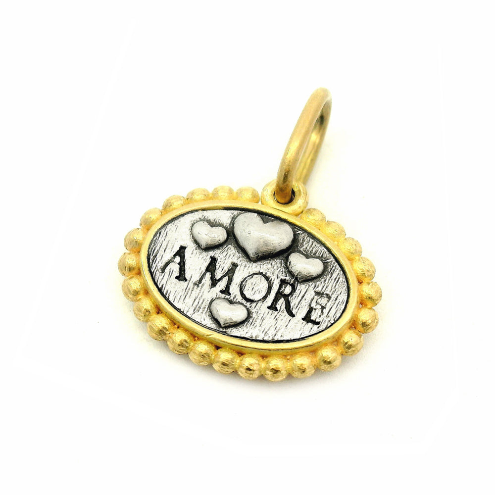 AMORE heart pendant with diamond dog bone reverse side by Erica Molinari