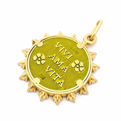 Gold Pendant With Enamel & Diamonds - "Farfalla"