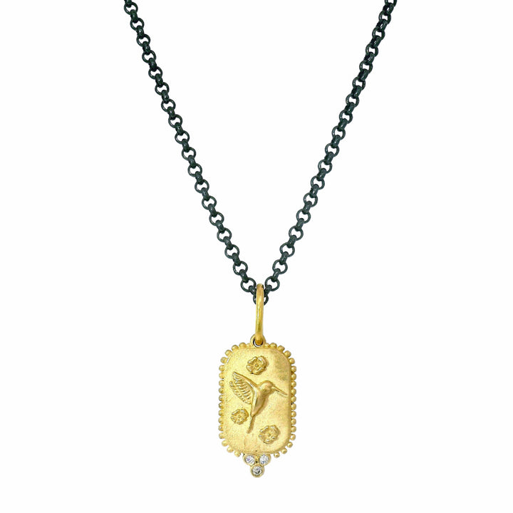 Gold & Diamond Hummingbird Pendant - "Fly Free"