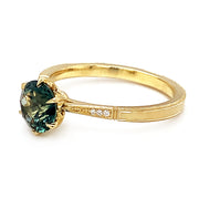 Green Montana Sapphire Engagement Ring - "Laurel Cathedral"