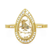 Pear Shaped Rose Cut Diamond Engagement Ring - "Virginia Halo"