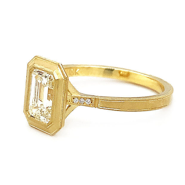 Emerald Cut Diamond Engagement Ring - "Mariana Bezel"