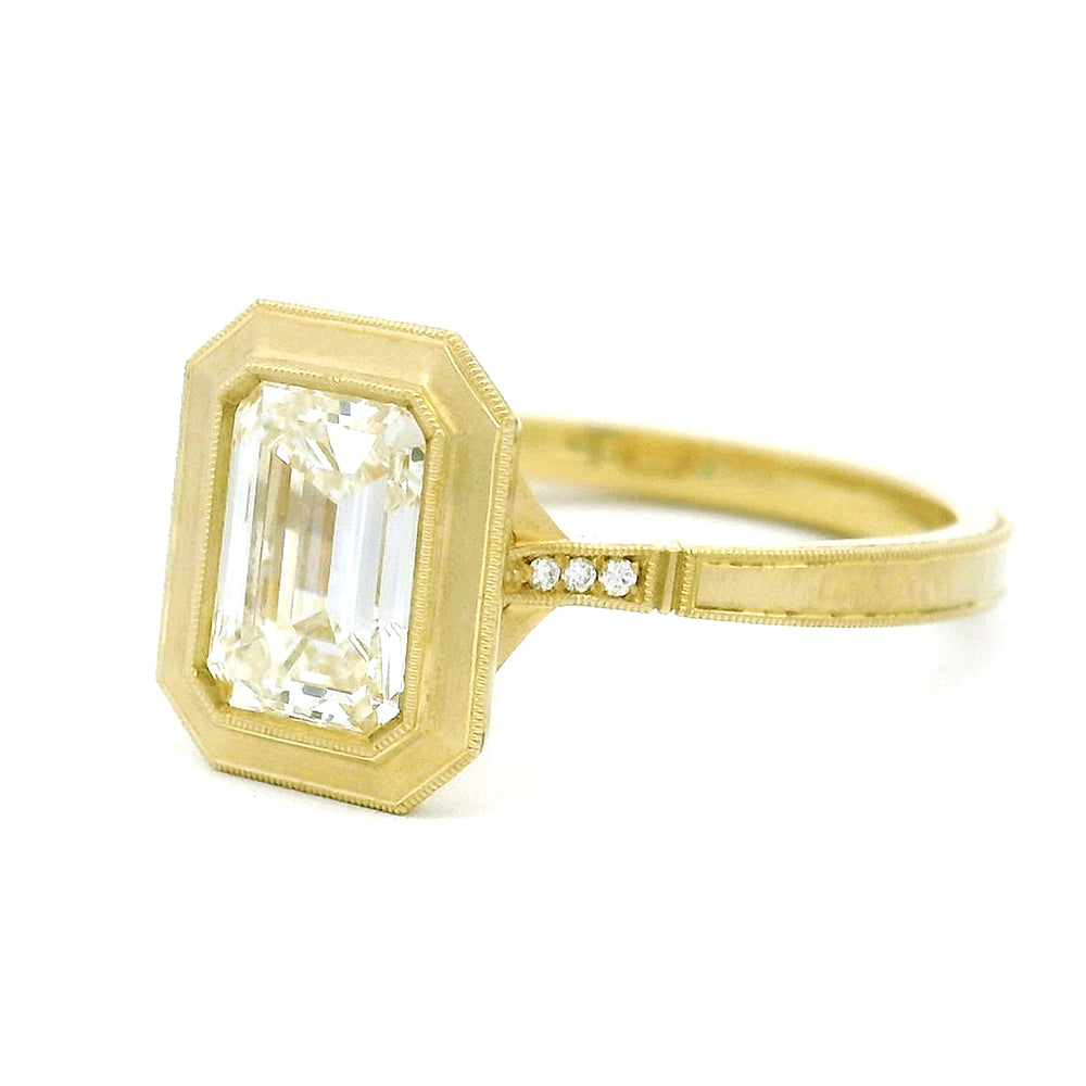 Emerald Cut Diamond Engagement Ring - "Mariana Bezel"