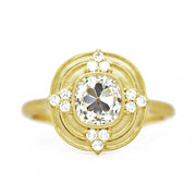 Old Mine Cut Diamond Engagement Ring - "Thea Halo"