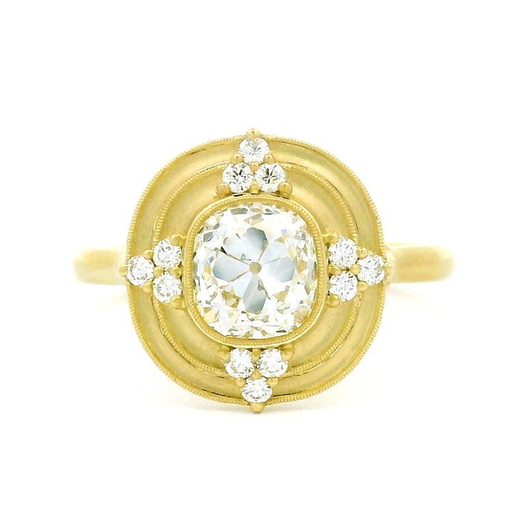 Old Mine Cut Diamond Engagement Ring - "Thea Halo"