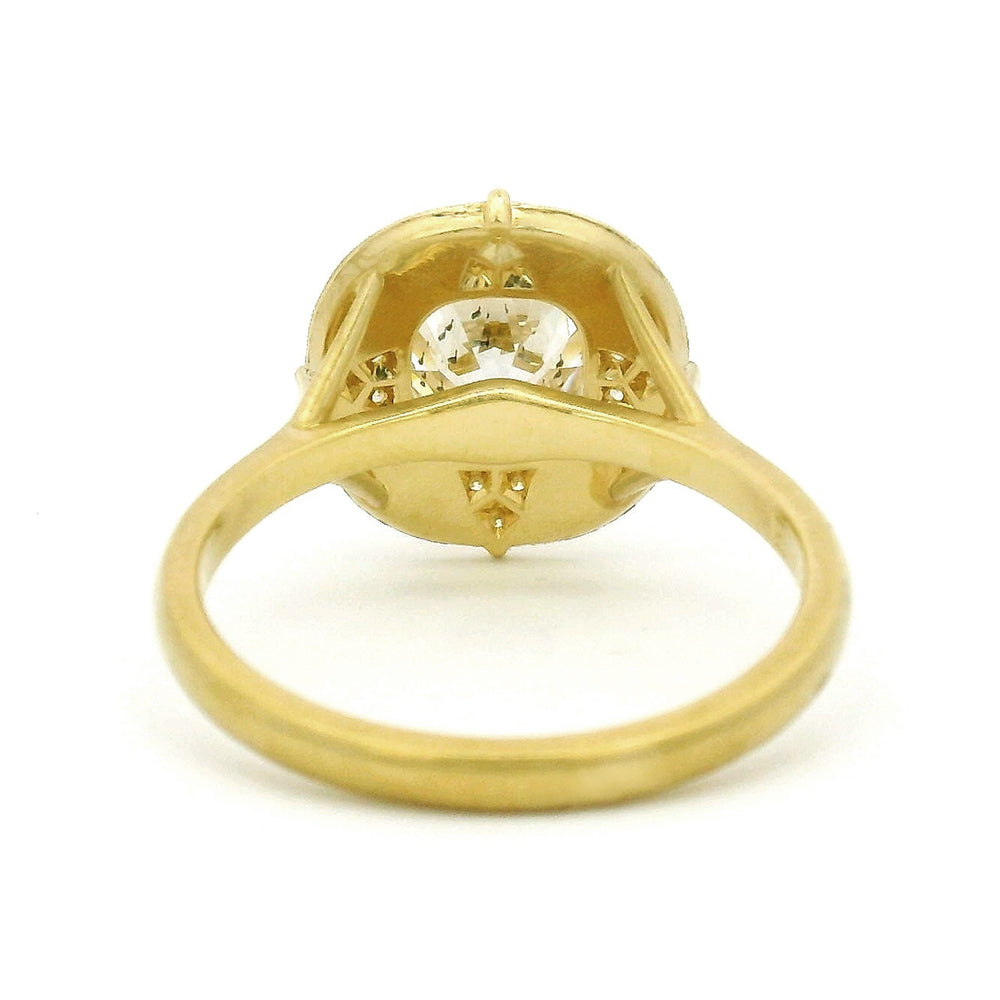 Old Mine Cut Diamond Engagement Ring - "Thea Halo"