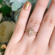 Shield-Shaped Step Cut Light Brown Diamond Ring - "Lena Solitaire"