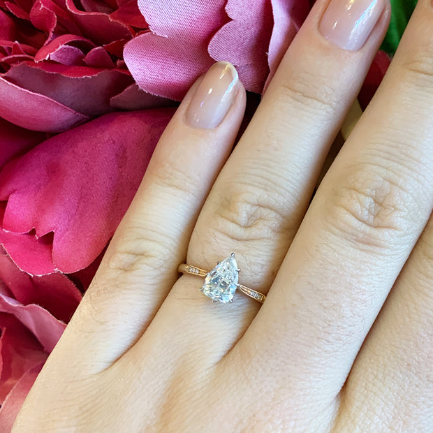 Kwiat | Engagement Ring with a Bezel Set Pear Shape Diamond in 18K Rose Gold  - Kwiat