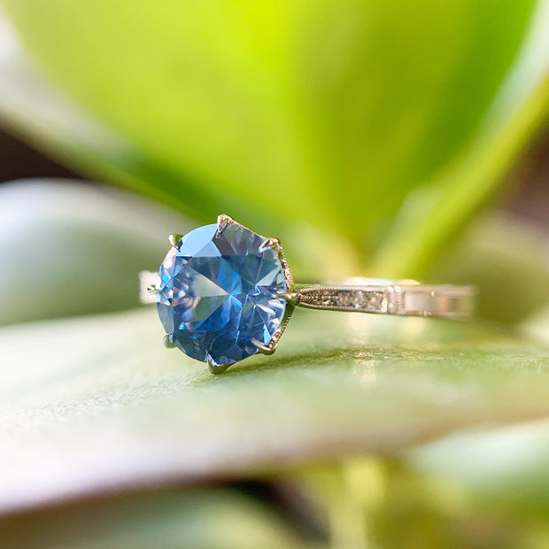 Blue Montana Sapphire & Platinum Engagement Ring - 