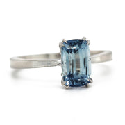Platinum & Cushion Montana Sapphire Engagement Ring - "Laurel Solitaire"