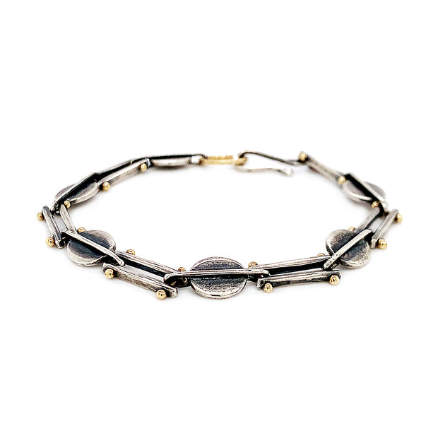 Yellow Gold & Sterling Silver Bracelet - "Desert Deco"