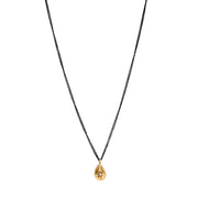Yellow Gold & Oxidized Sterling Silver Diamond Necklace - "Nova"