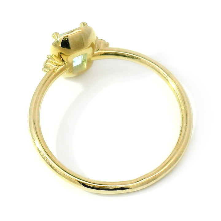 Aquamarine & Diamond Yellow Gold Ring - "Seamist Blue"