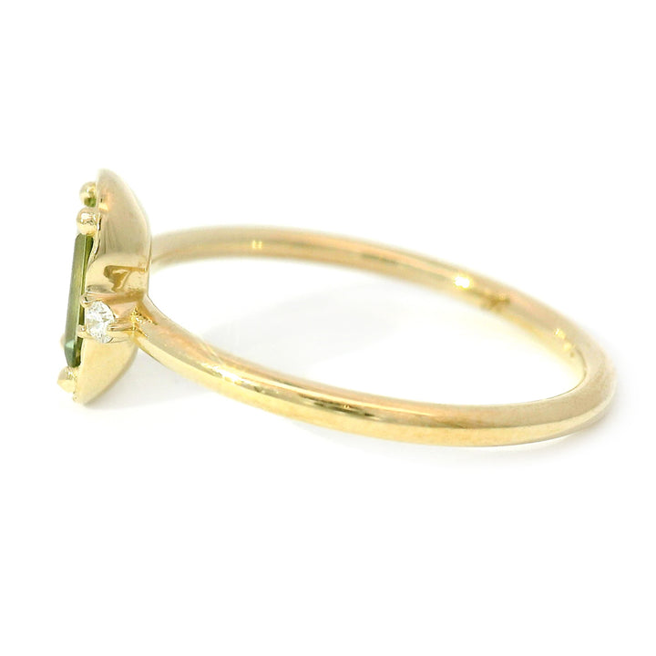 Green Sapphire & Diamond Yellow Gold Ring - "Sap Green"