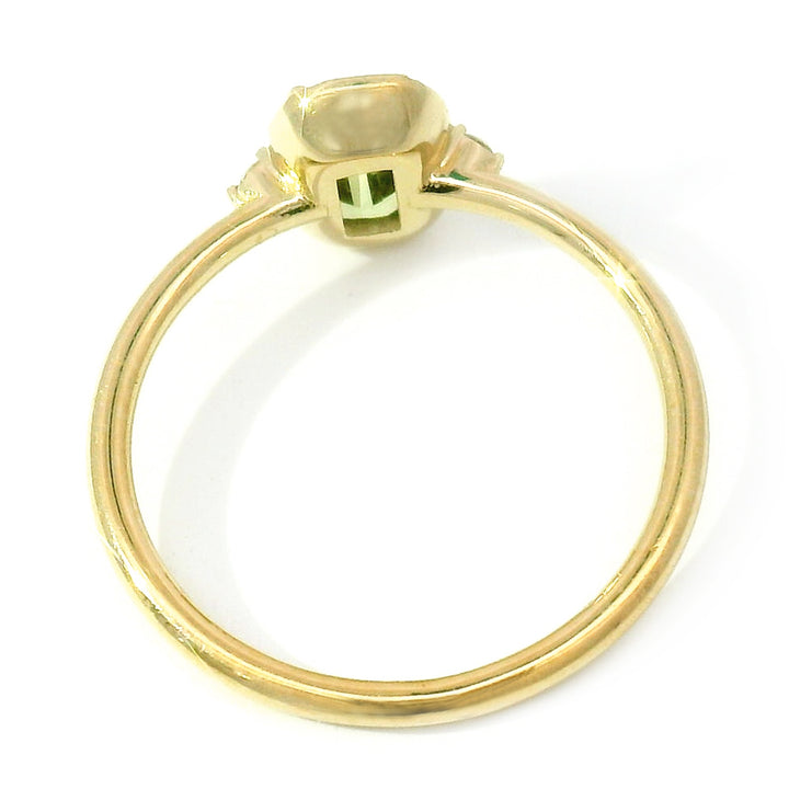 Green Sapphire & Diamond Yellow Gold Ring - "Sap Green"