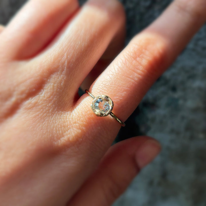 Aquamarine & Yellow Gold Ring - "Pigment Round"