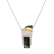 Sterling Silver & Gold Vermeil Labradorite Pendant - "Strata"