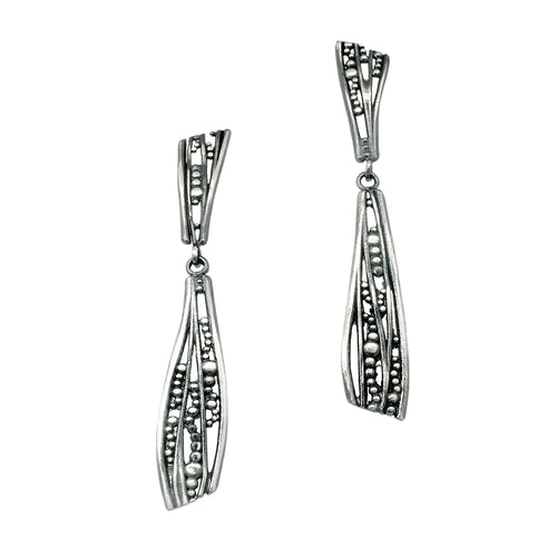 Sterling Silver Stud Drop Earrings - "Bubble"