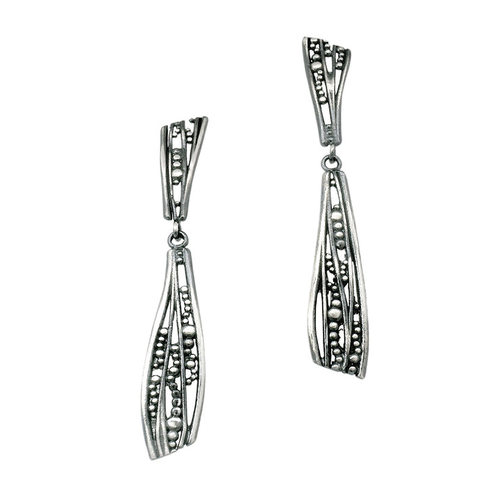 Sterling Silver Stud Drop Earrings - "Bubble"