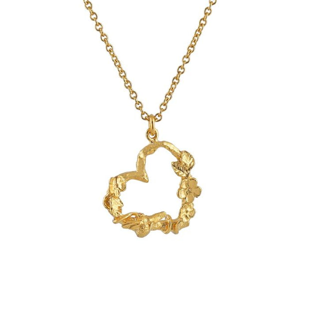 Gold Vermeil Necklace - "Floral Heart & Itsy Bitsy Bee"