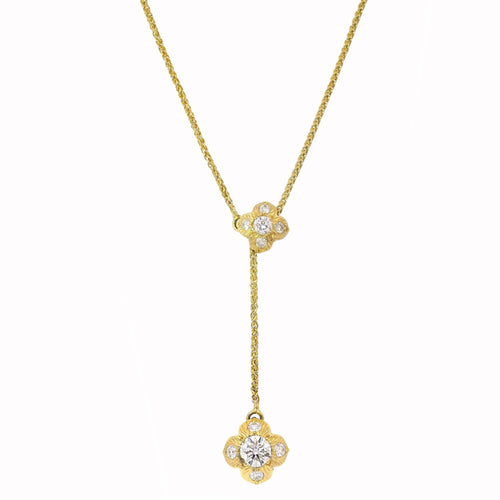 Diamond Two-Tone Reversible Lariat Necklace - "Quadrafolium"