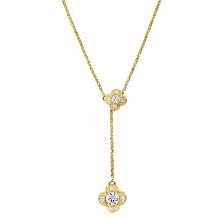 Diamond Two-Tone Reversible Lariat Necklace - "Quadrafolium"