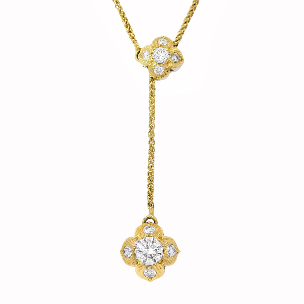 Diamond Two-Tone Reversible Lariat Necklace - "Quadrafolium"