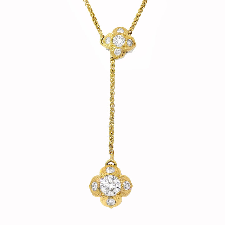 Diamond Two-Tone Reversible Lariat Necklace - "Quadrafolium"