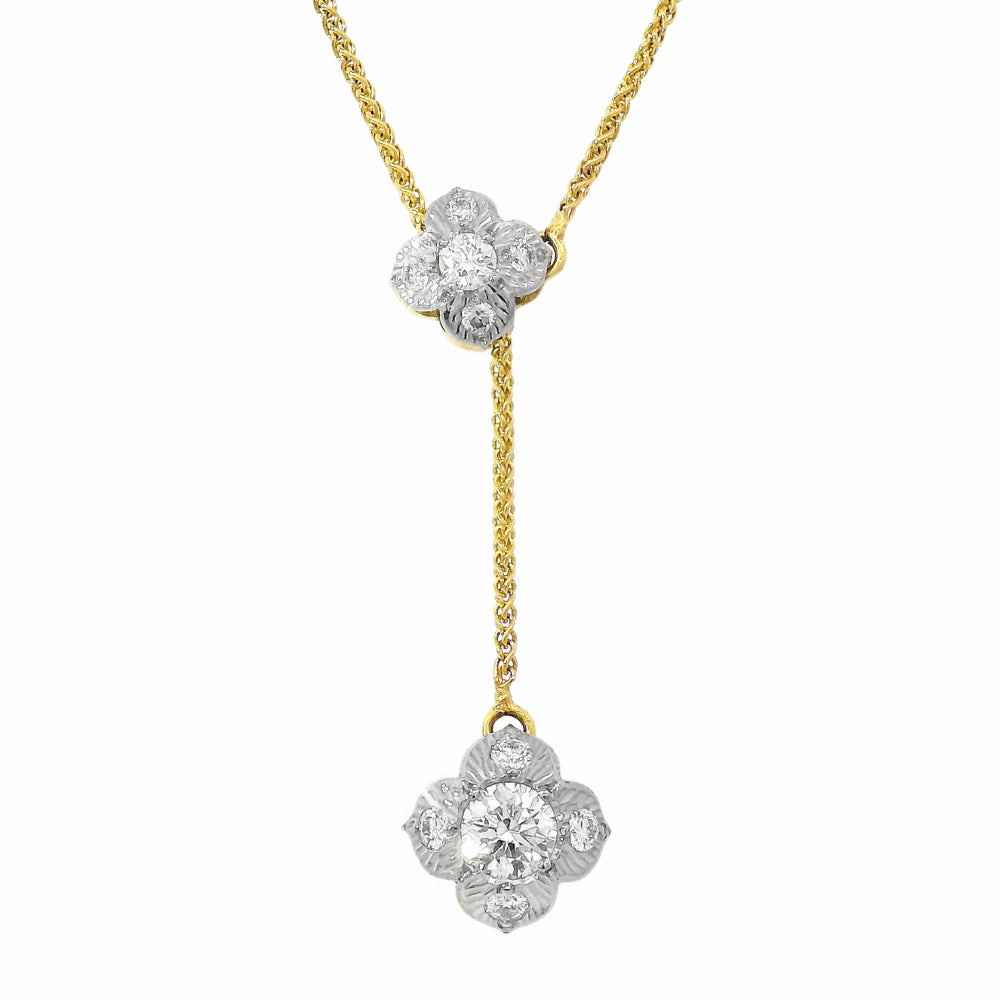 Diamond Two-Tone Reversible Lariat Necklace - "Quadrafolium"