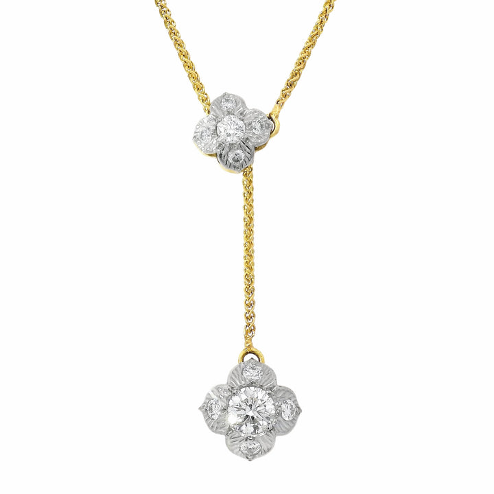 Diamond Two-Tone Reversible Lariat Necklace - "Quadrafolium"