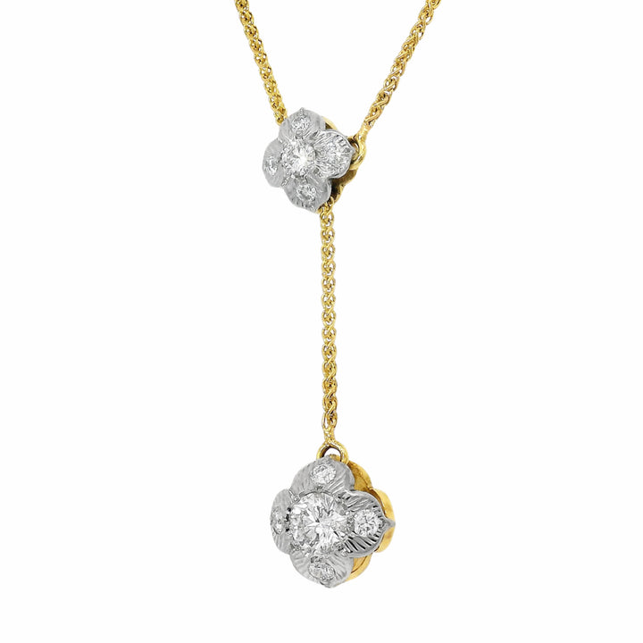 Diamond Two-Tone Reversible Lariat Necklace - "Quadrafolium"