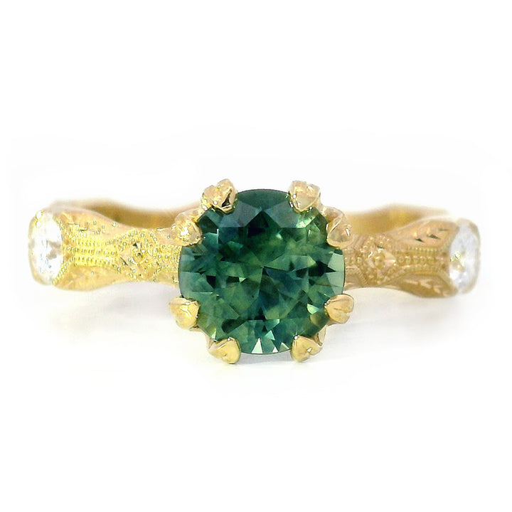 Montana Sapphire & Diamond Yellow Gold Ring - "Nectere"