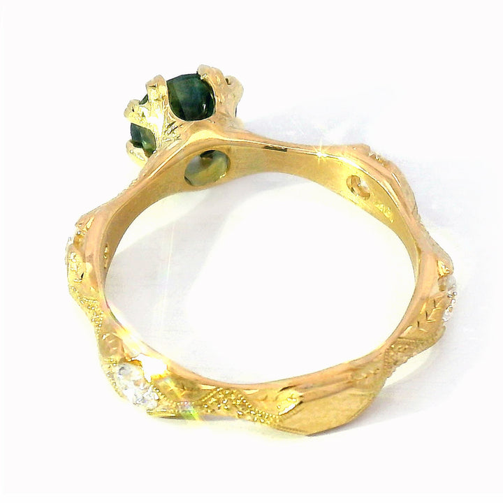 Montana Sapphire & Diamond Yellow Gold Ring - "Nectere"