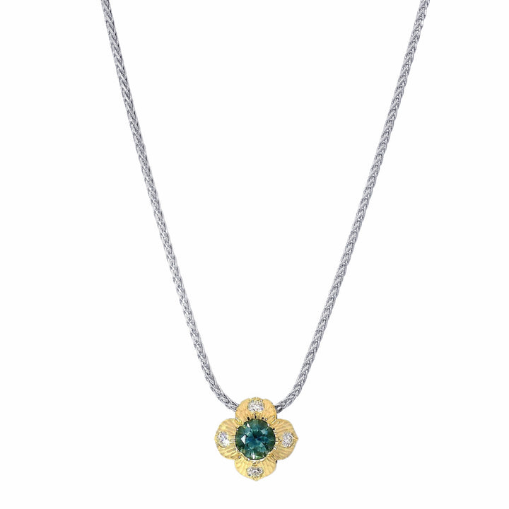 Montana Sapphire Two-Tone Reversible Necklace - "Quadrafolium"