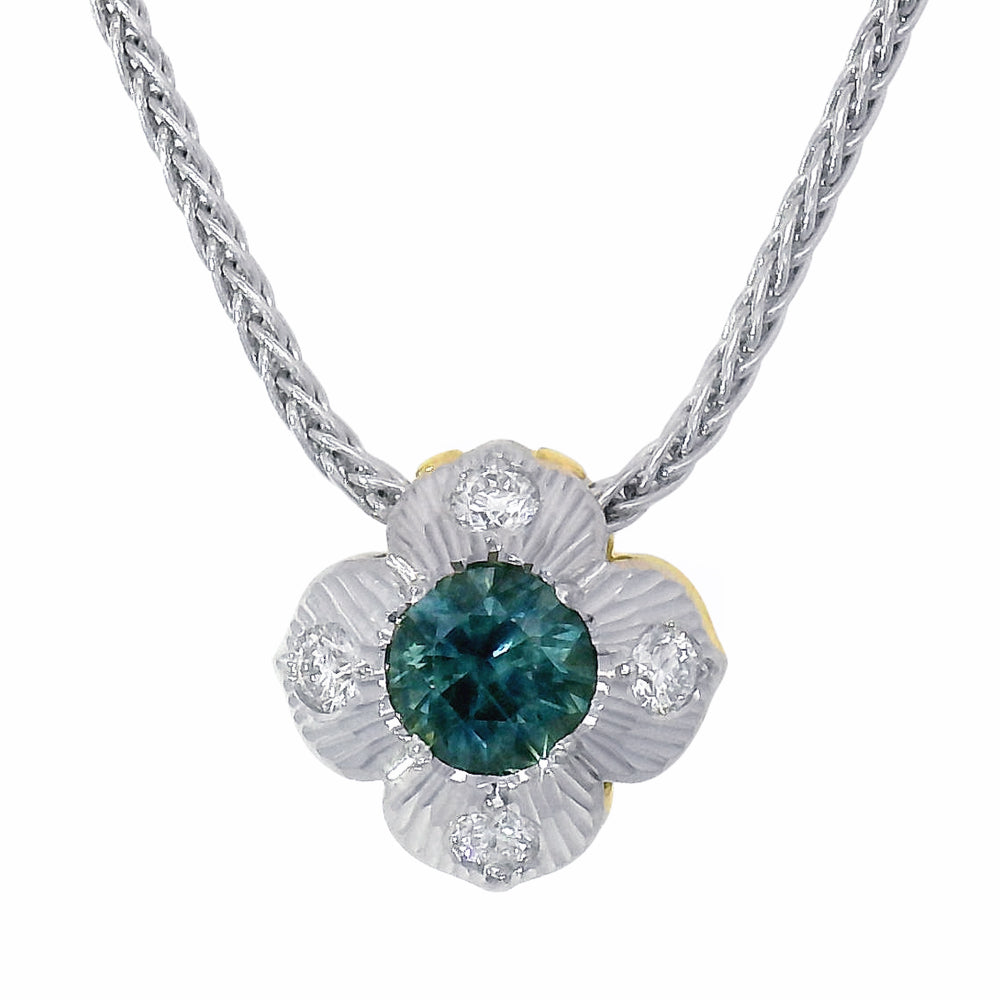 Montana Sapphire Two-Tone Reversible Necklace - "Quadrafolium"