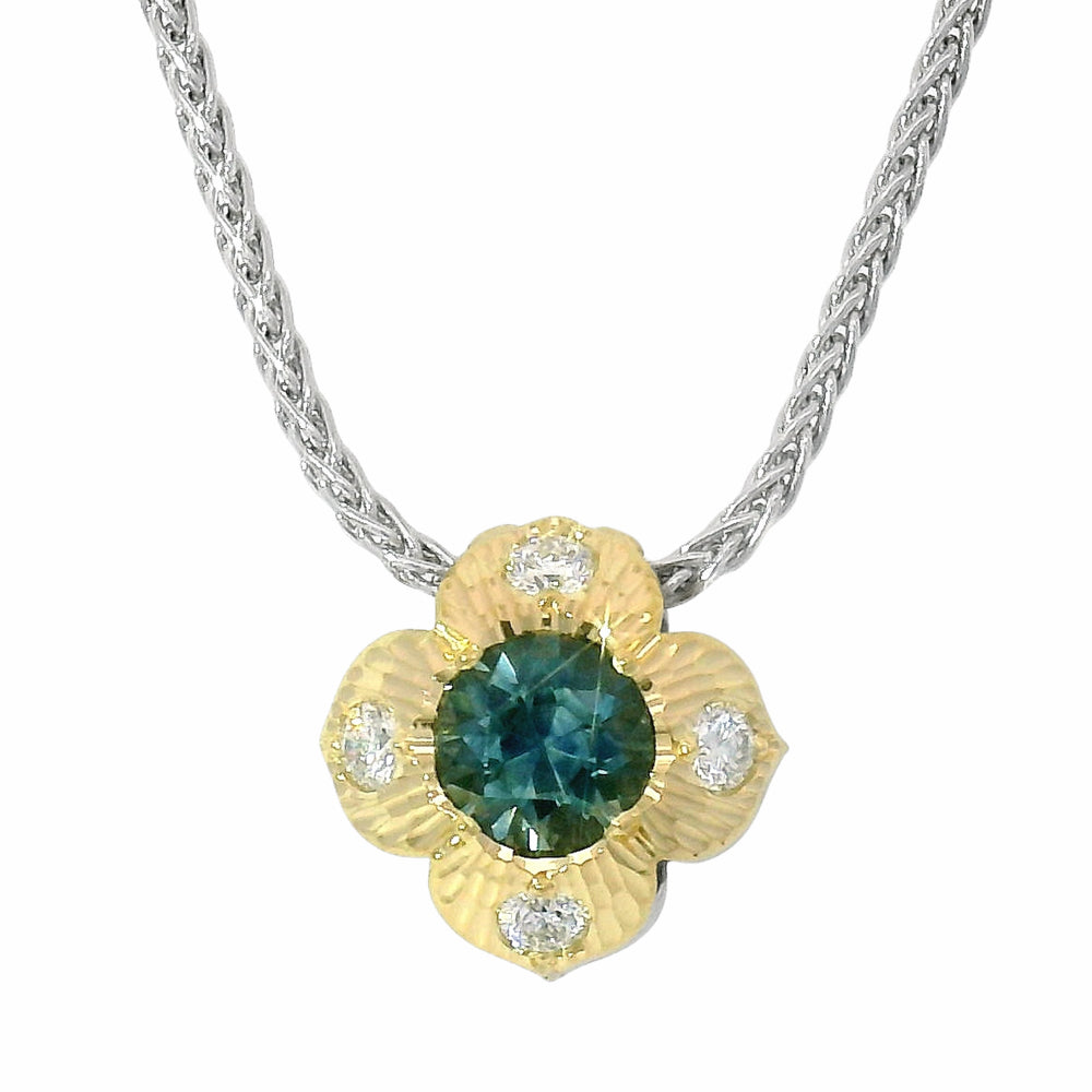 Montana Sapphire Two-Tone Reversible Necklace - "Quadrafolium"