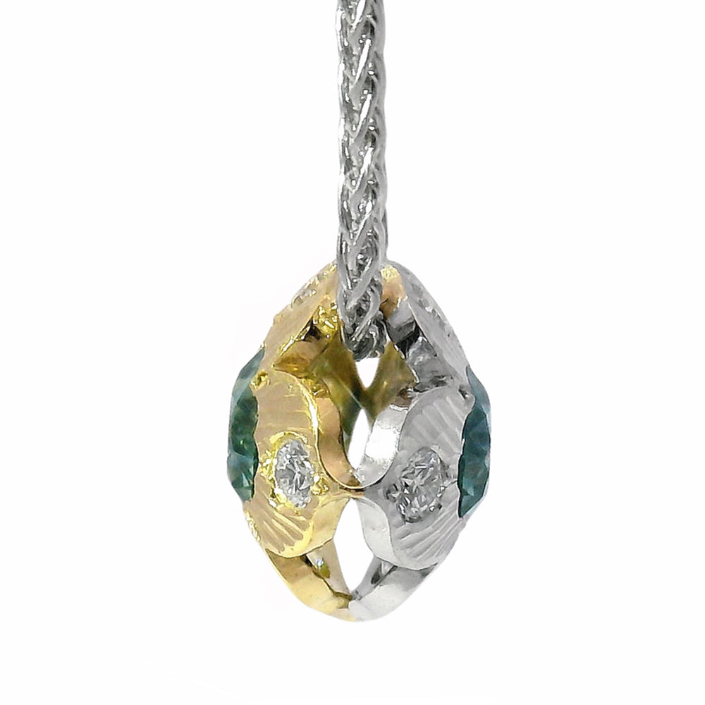 Montana Sapphire Two-Tone Reversible Necklace - "Quadrafolium"