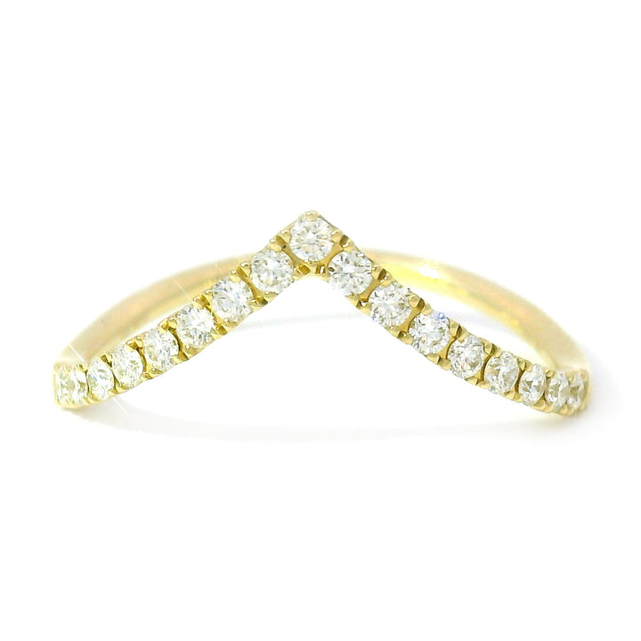Yellow Gold & Diamond Contour Band - "Chevron"