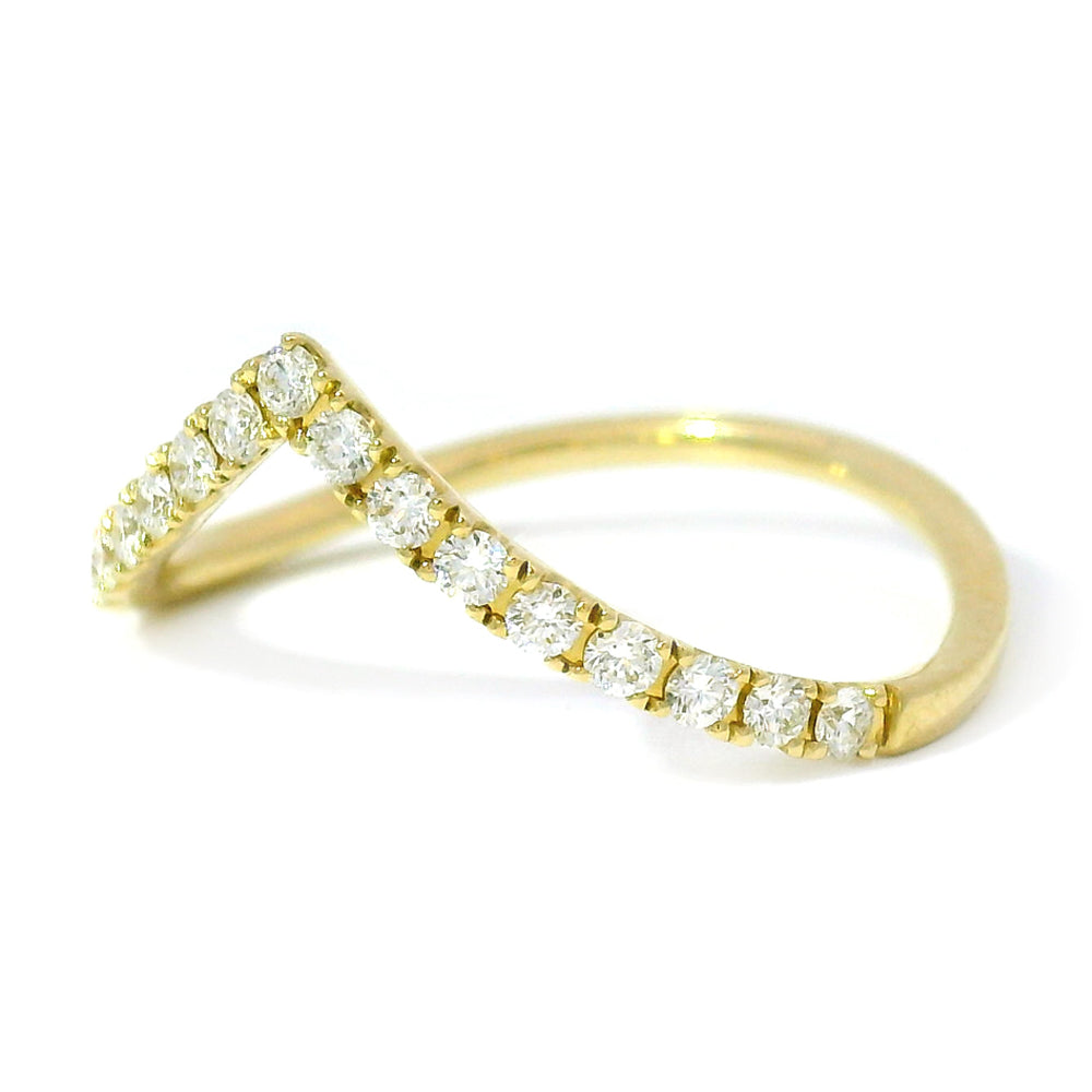 Yellow Gold & Diamond Contour Band - "Chevron"
