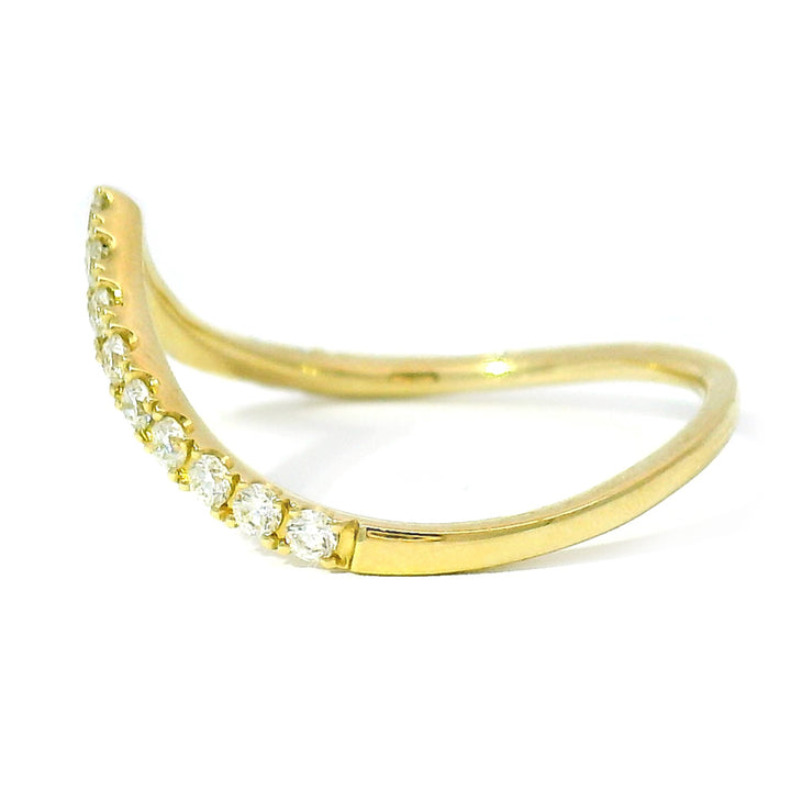 Yellow Gold & Diamond Contour Band - "Chevron"